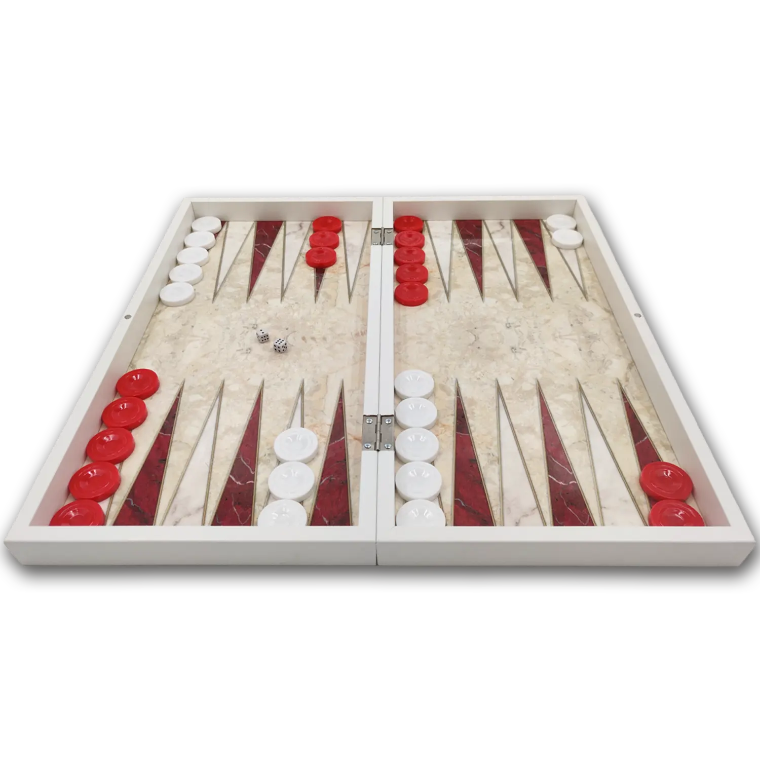 Backgammon rood/wit - Maat L 38cm