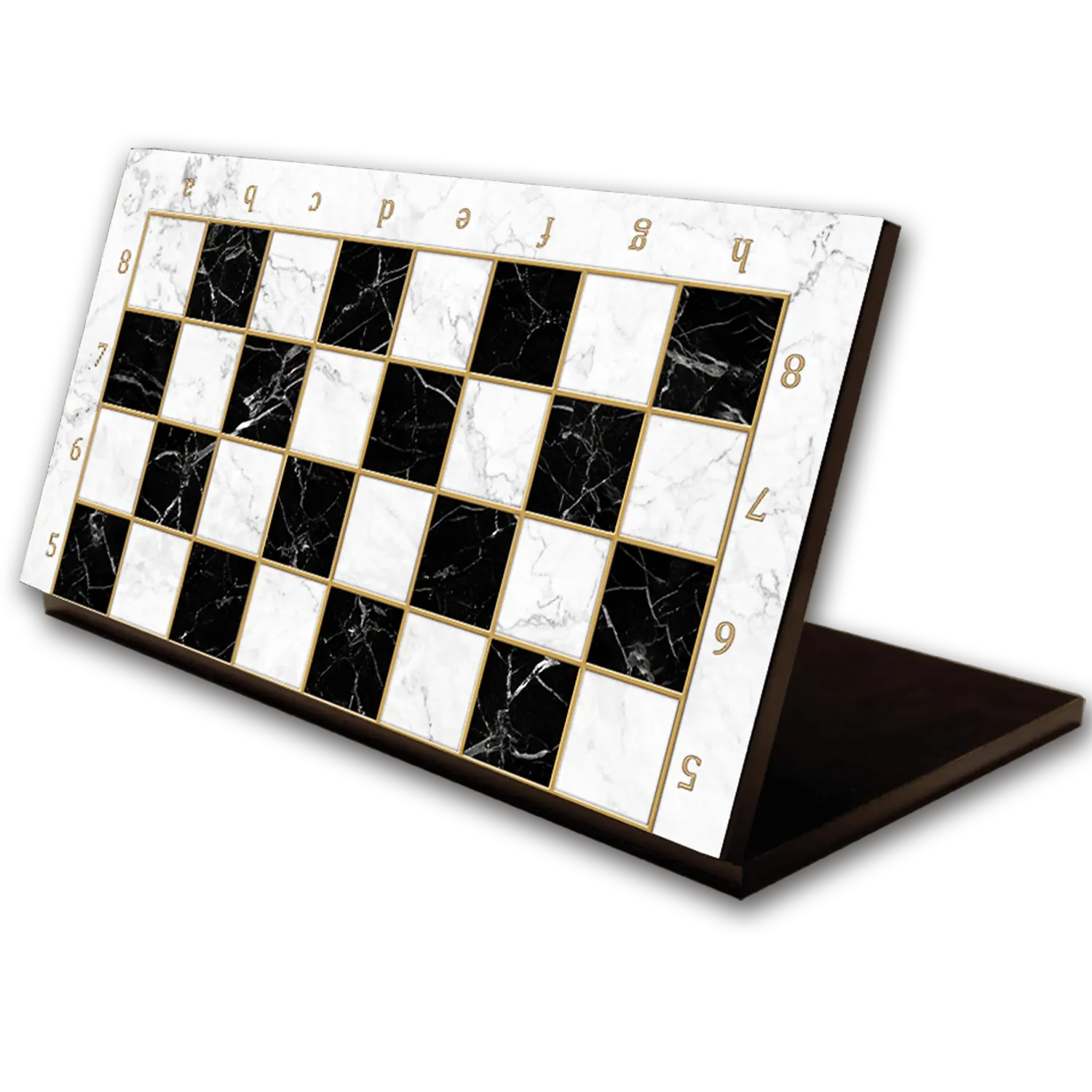 Inklapbaar schaakbord zwart/wit - hout - Maat XXL 43cm