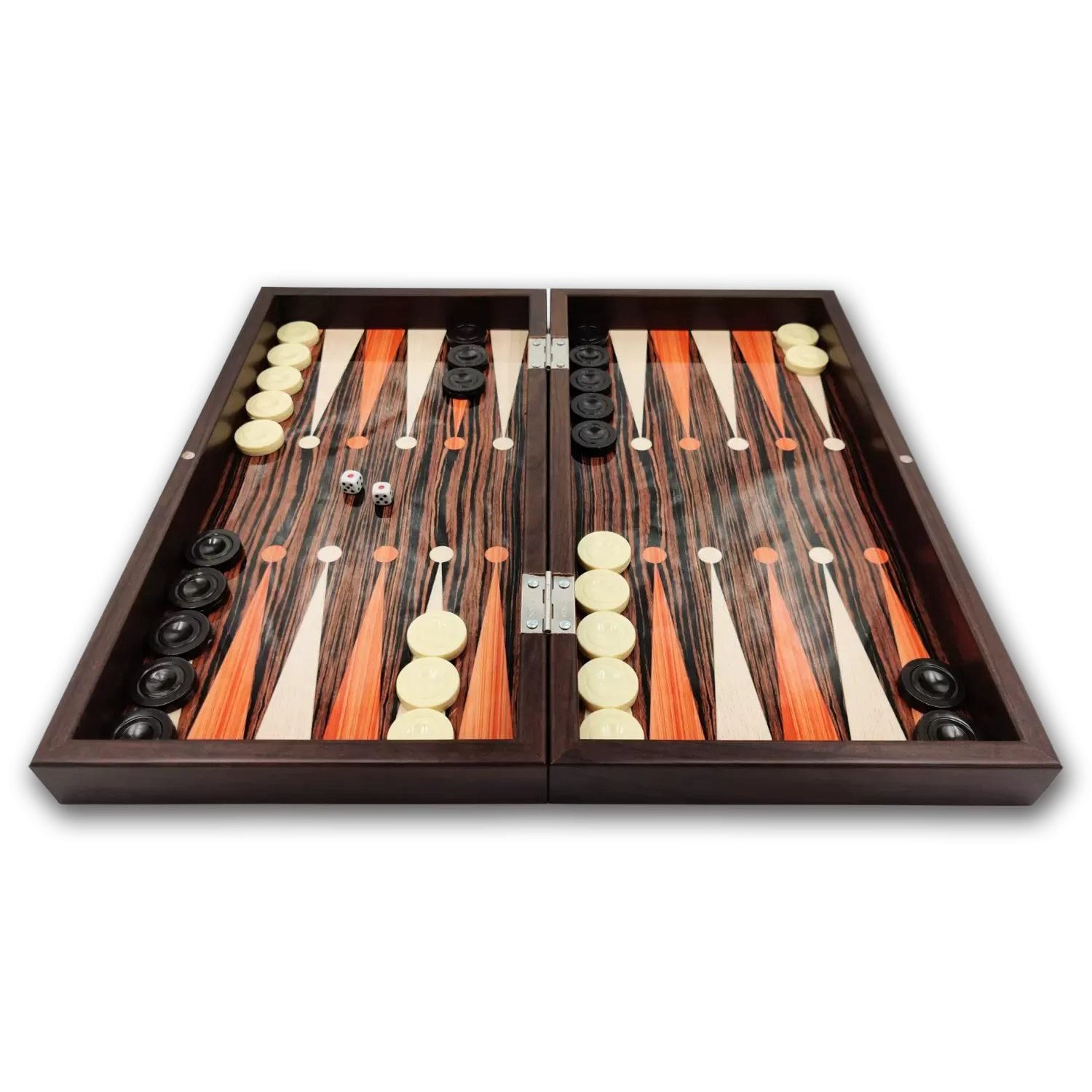Klassiek Ebbenhouten backgammon bordspel - XXL 48cm